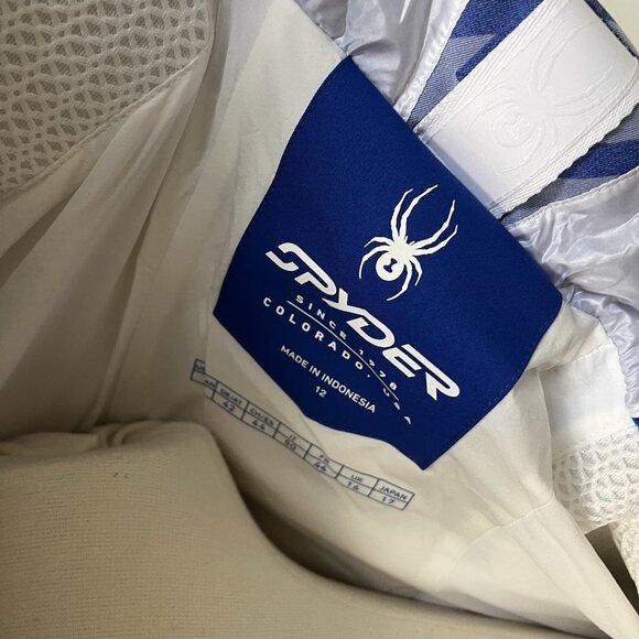 Spyder Womens Falline Down Ski Snowboard Snow Jacket Sz 12 Blue Houndstooth NWT - Picture 6 of 6